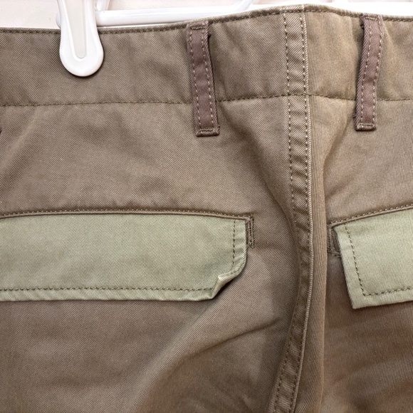 The Kooples Mid Rise Straight Leg Cotton Chino Khaki Green Colorblock Pants S - Picture 4 of 6